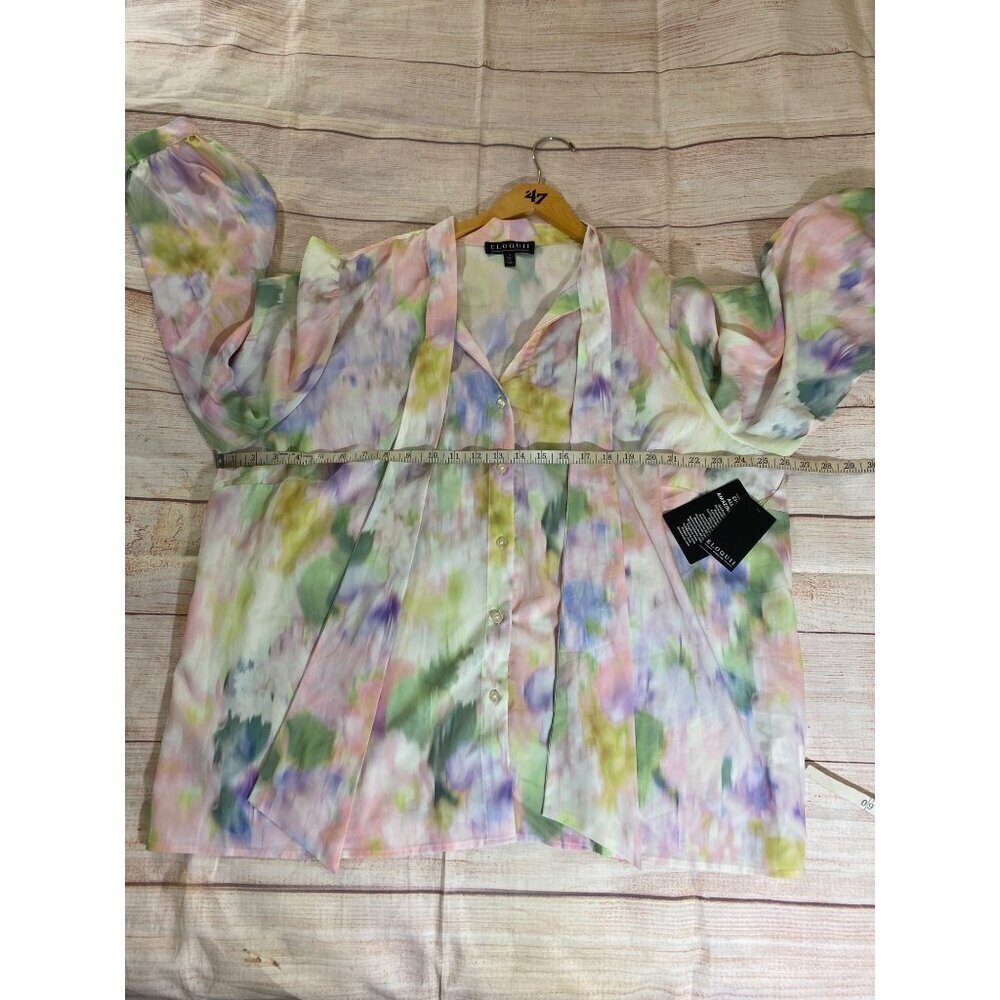 NWT Eloquii Women's Plus Size Printed High Neck Blouse - 24 - Picture 8 of 13